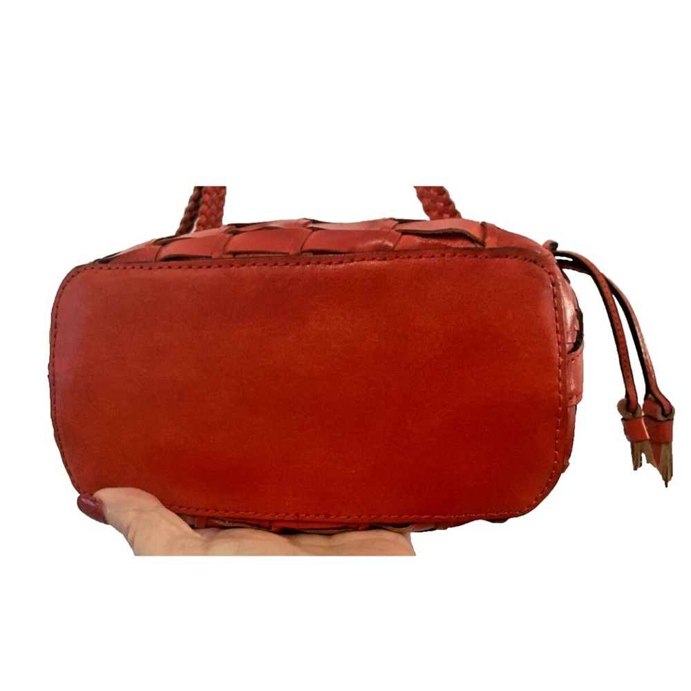 Patricia Nash Woven Leather Valbella Zip Crossbody Bag Bright Coral NWT - Picture 8 of 14